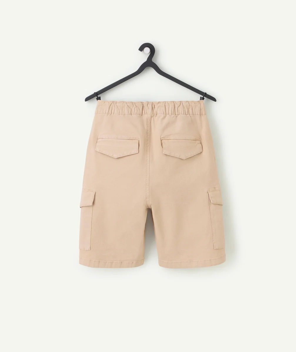 short cargo garçon beige avec taille élastiquée