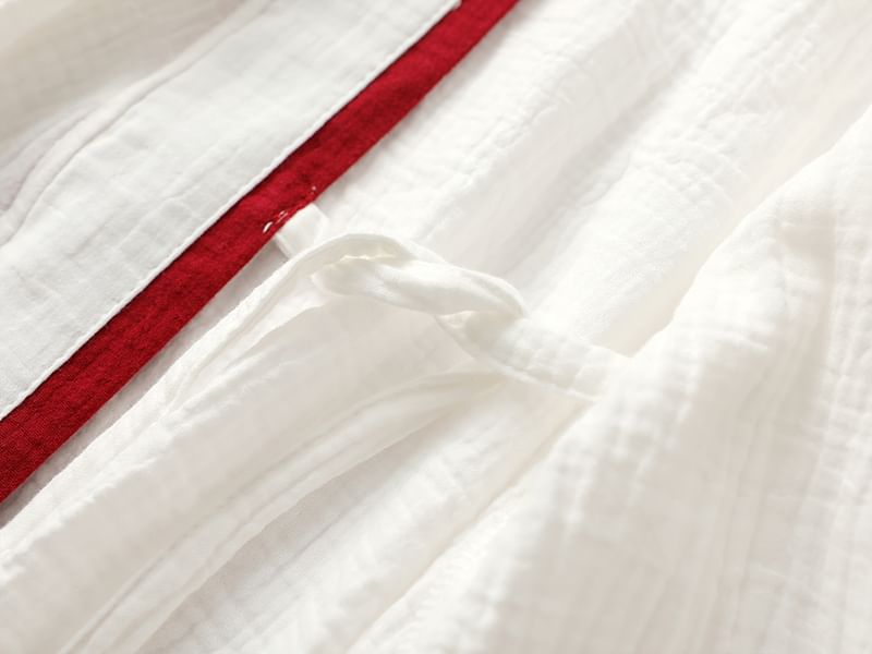Finlies - Pyjamaset: 3/4-mouwen V-hals effen kimonotop + broek
