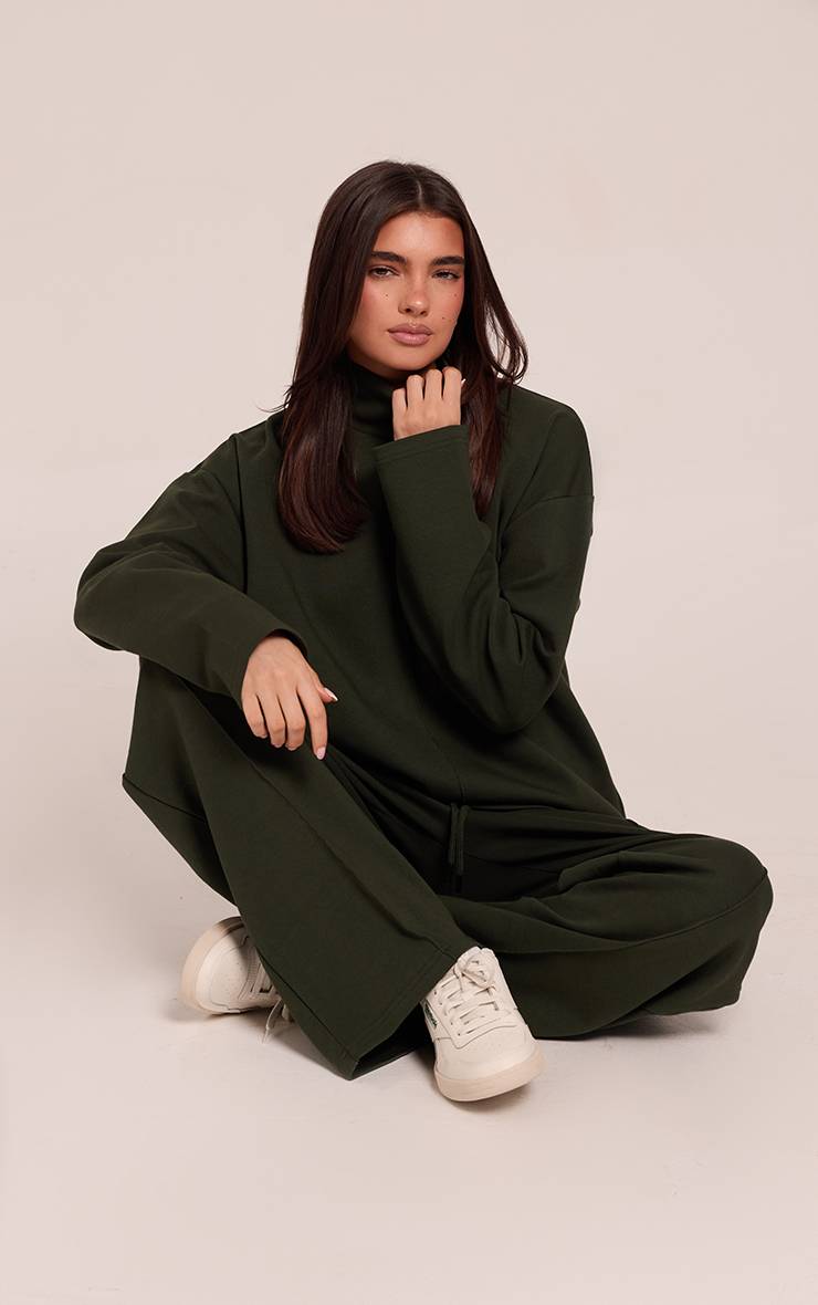 Vert Foncé Pantalon De Jogging Droit En Jersey Interlock À Pinces