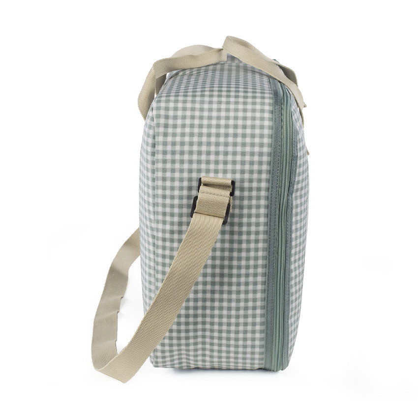 Valise de maternité I Love Vichy vert