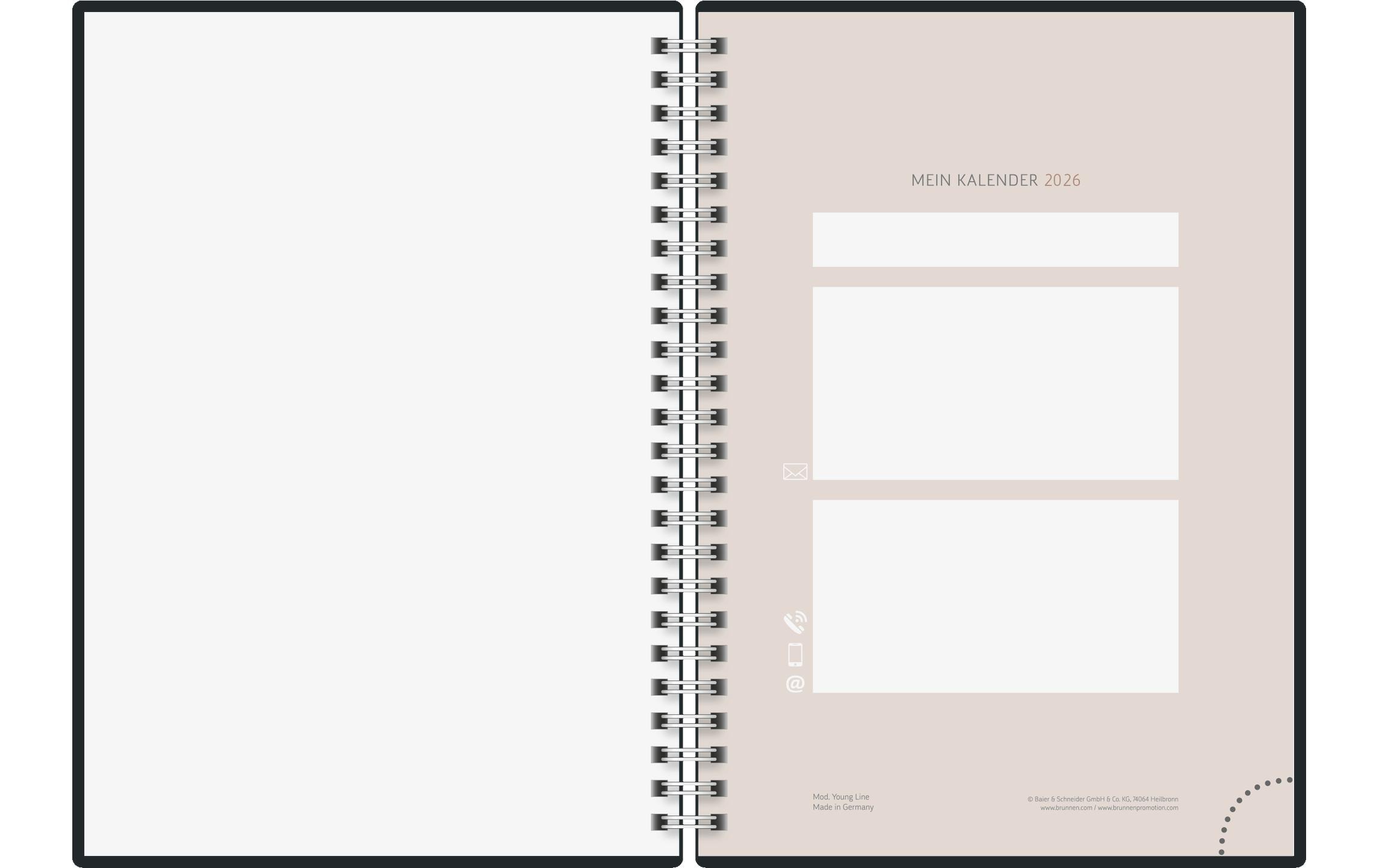 Wochenagenda Design Line Wire, One Line 2026Buchkalender mit zwei Seiten je Woche