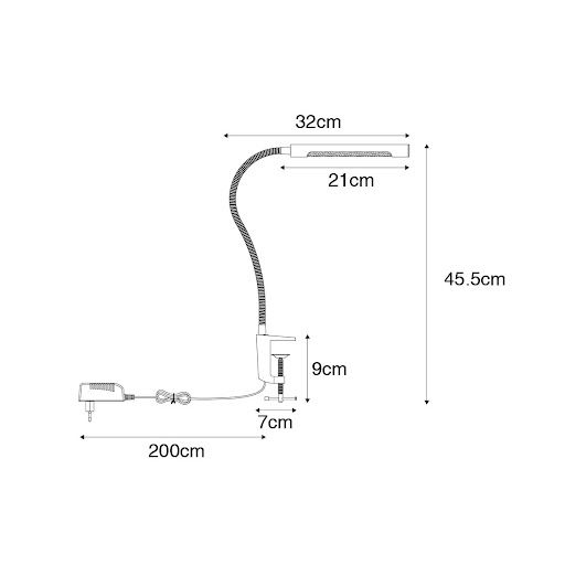 Klem bureaulamp staal incl. LED met touch dimmer - Lionard