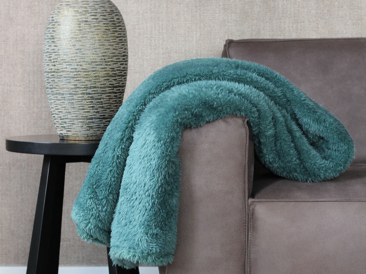 PHLOX Teddy 130 x 170 cm plaid - groen blauw