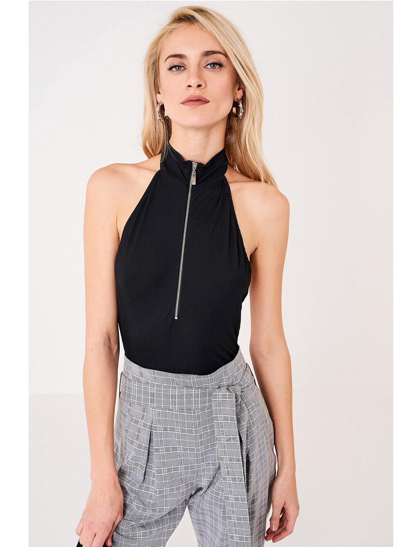 Black Closure Ladies' Bodysuit