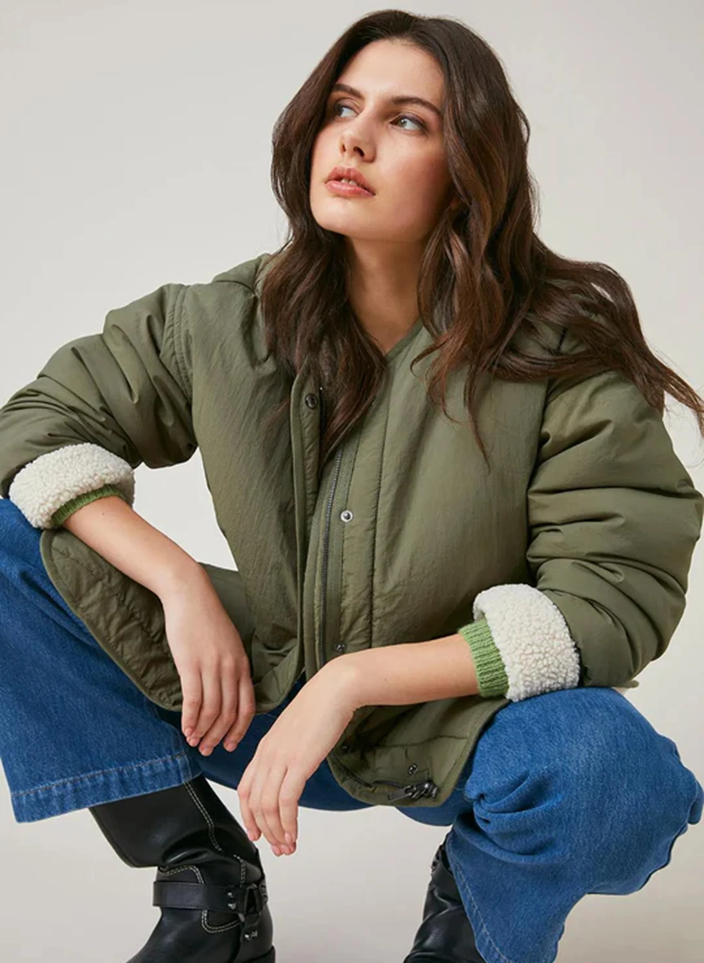 FALLOU - Veste oversize réversible à encolure V | Kaki