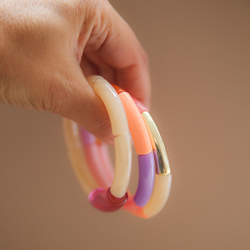 Armband Tube Set2 pink beige gold lila rosa