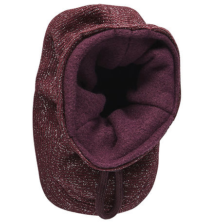 Melton Krabbelschuhe - Glitzer - Bordeaux