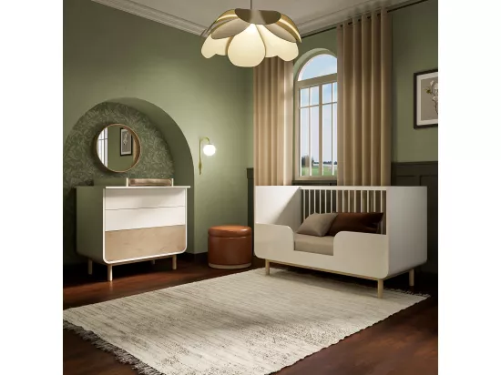 Lit évolutif bébé 70x140 cm panneaux de fibres blanc SASHA