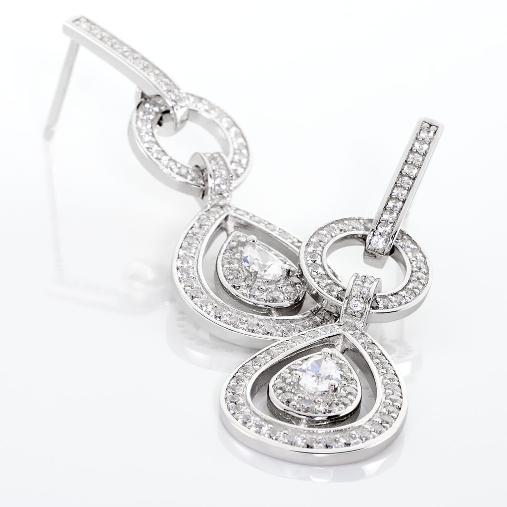 Boucles D'oreilles Pendantes Edward Argent Blanc Oxyde De Zirconium