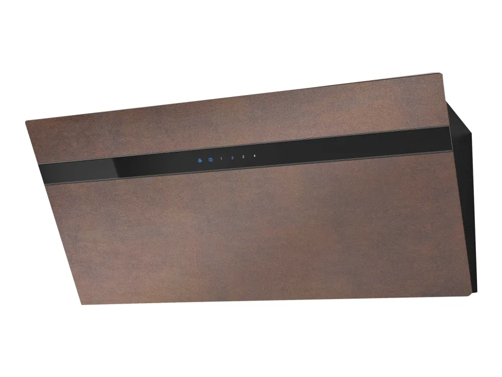 EICO Unique Collection EicoE24 Copper Stone - Link - Hætte - skorsten vinklet - bredde: 90 cm - dybde: 42.2 cm - udtrækning og recirkulation (-) - med intern motor - sort/kobbersten/sort glas