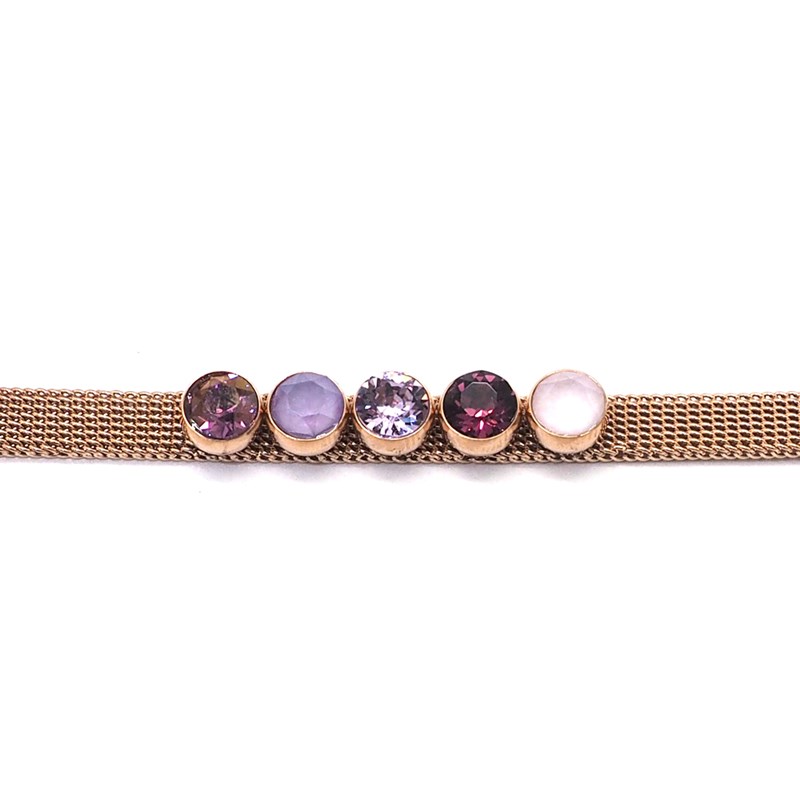 Bracelet en acier cuivré orné de cristaux Swarovski avec pierres Crystal violet et rose