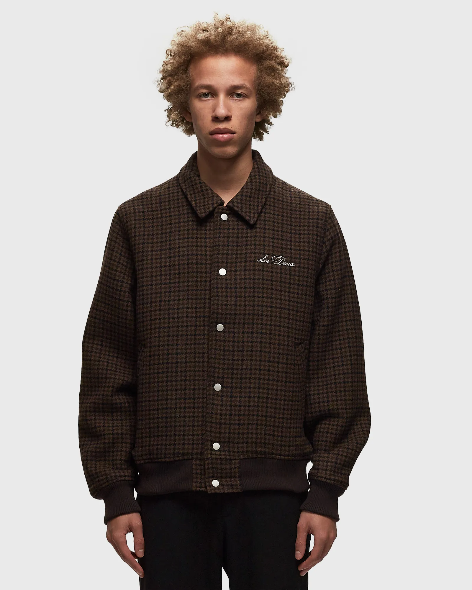 Les Deux Les Deux Varsity Houndstooth Wool Jacket