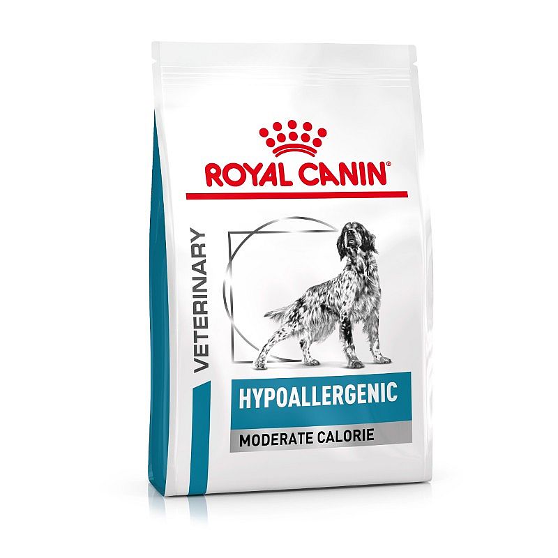 Royal Canin® Hypoallergenic Moderate Calorie - Hondenvoer voor volwassen honden gevoelig voor bepaalde voedingsstoffen en ter ondersteuning van een gezond gewicht.