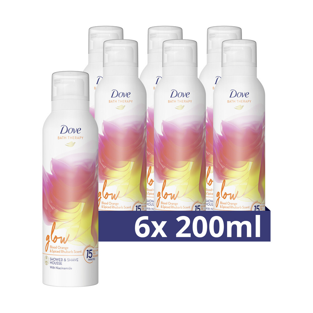 6x Dove Bath Therapy Glow Douche- & Scheerschuim200 ml