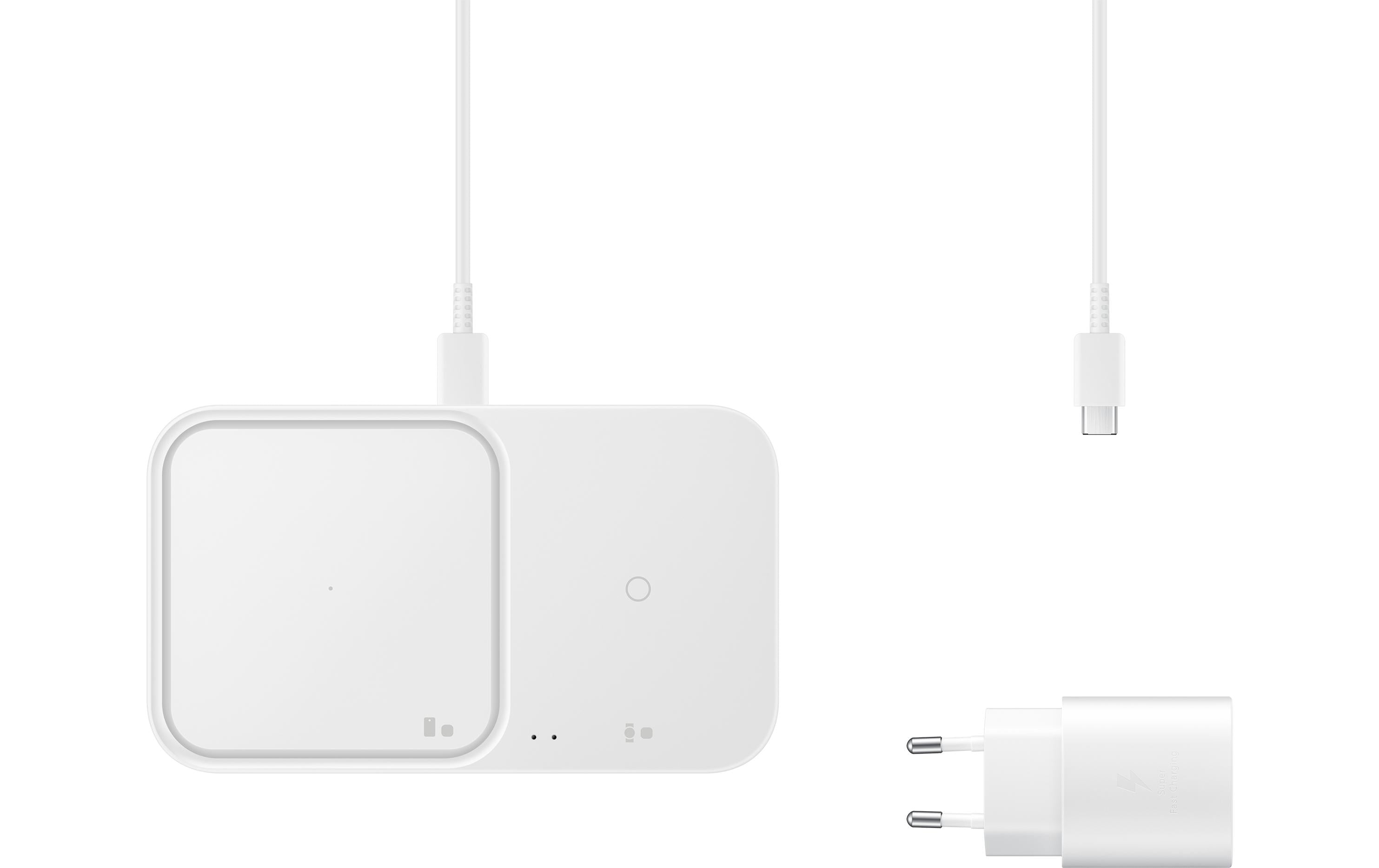 Wireless Charger Pad Duo EP-P5400 WeissInduktives Ladepad für kompatible Smartphones, Galaxy Watch und Galaxy Buds