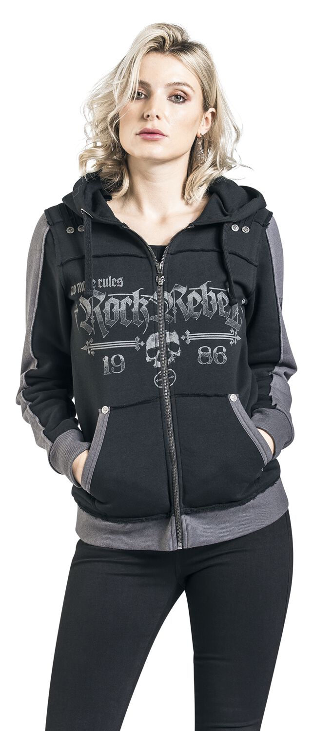 Veste À Capuche Noire Imprimé Rock Rebel & Crânes | Rock Rebel by EMP Sweat-shirt zippé à capuche
