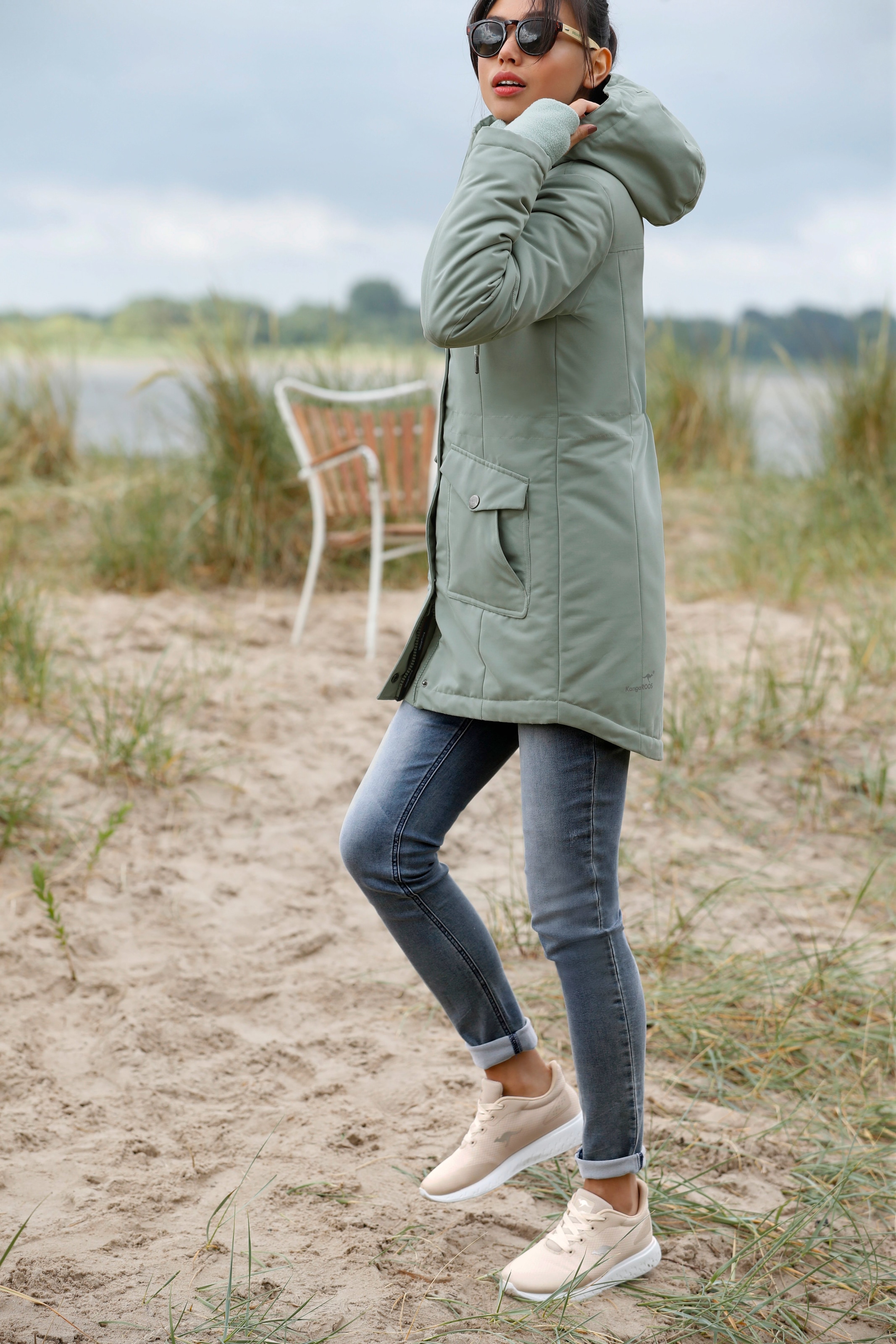 KangaROOS Langjacke mit Kapuze für den Übergang,  aus leichtem Webmaterial,  modisch