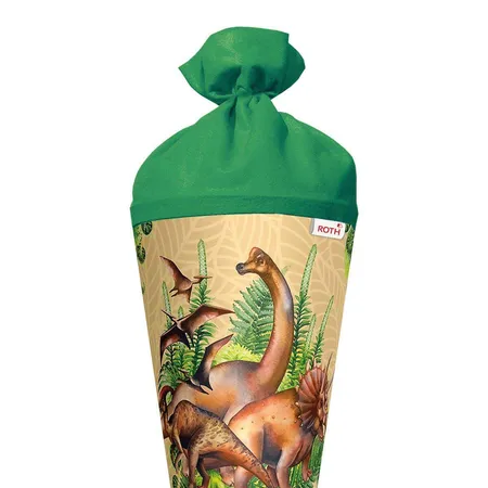 Roth Motiv-Schultüte, Veganosaurus, 70cm, rund, Rot(h)-Spitze, Filzverschluss