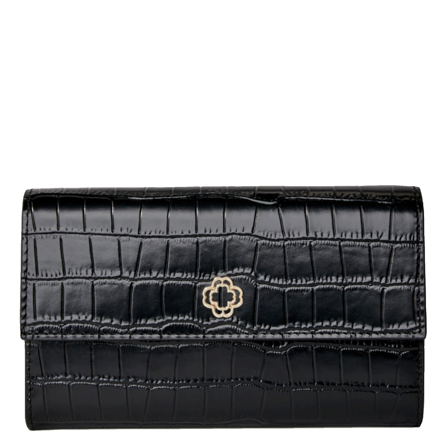 CLOVER WALK - Pochette à rabat aspect cuir embossé | Noir