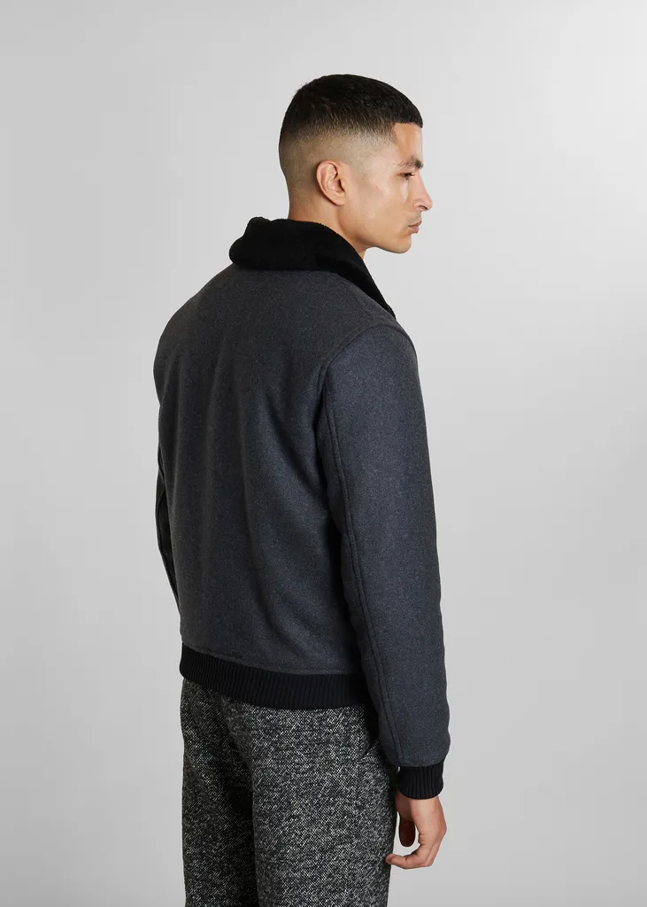 Blouson col effet mouton en laine vierge fabriqué en France L'Exception Paris