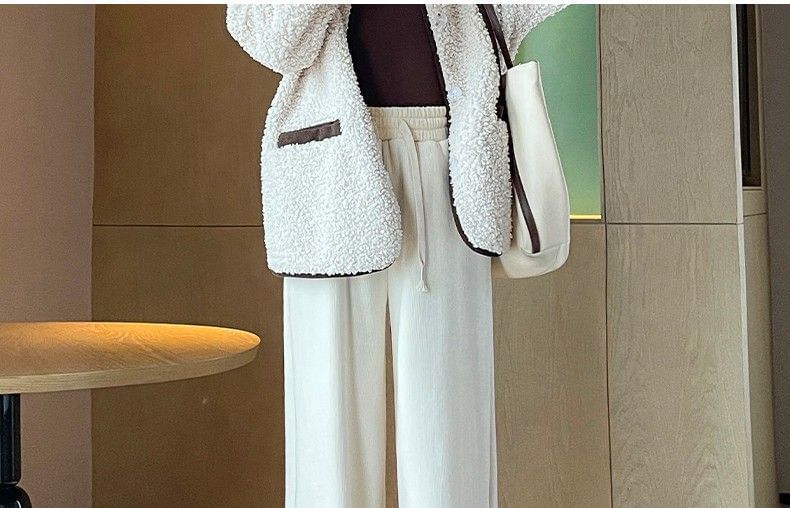 aistera - Effen corduroy broek met trekkoord in de taille, gevoerd met fleece en losse pasvorm
