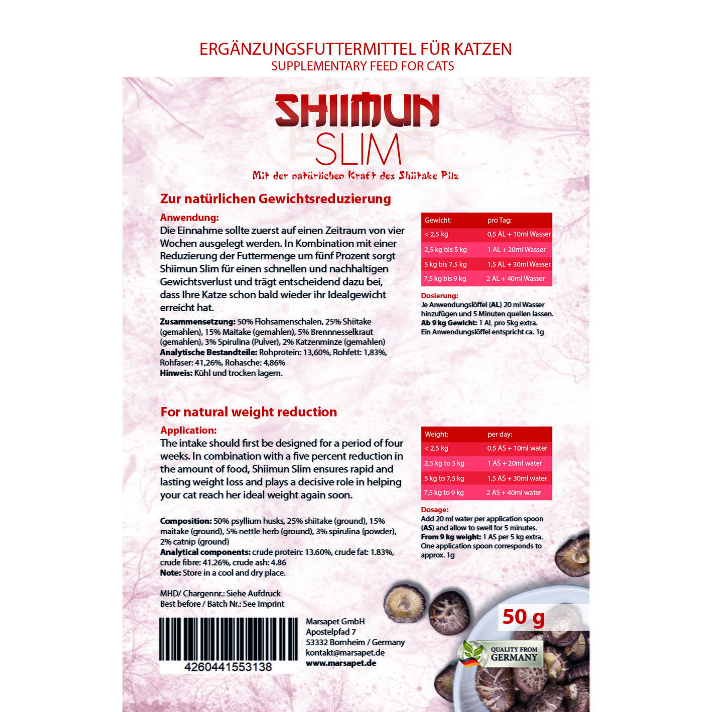 Shiimun slim poudre pour chats - 50g