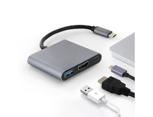 METRONIC - Kit accessoires smartphone Adaptateur usb-c 3 en 1 hdmi, usb-a, usb-c pd charge