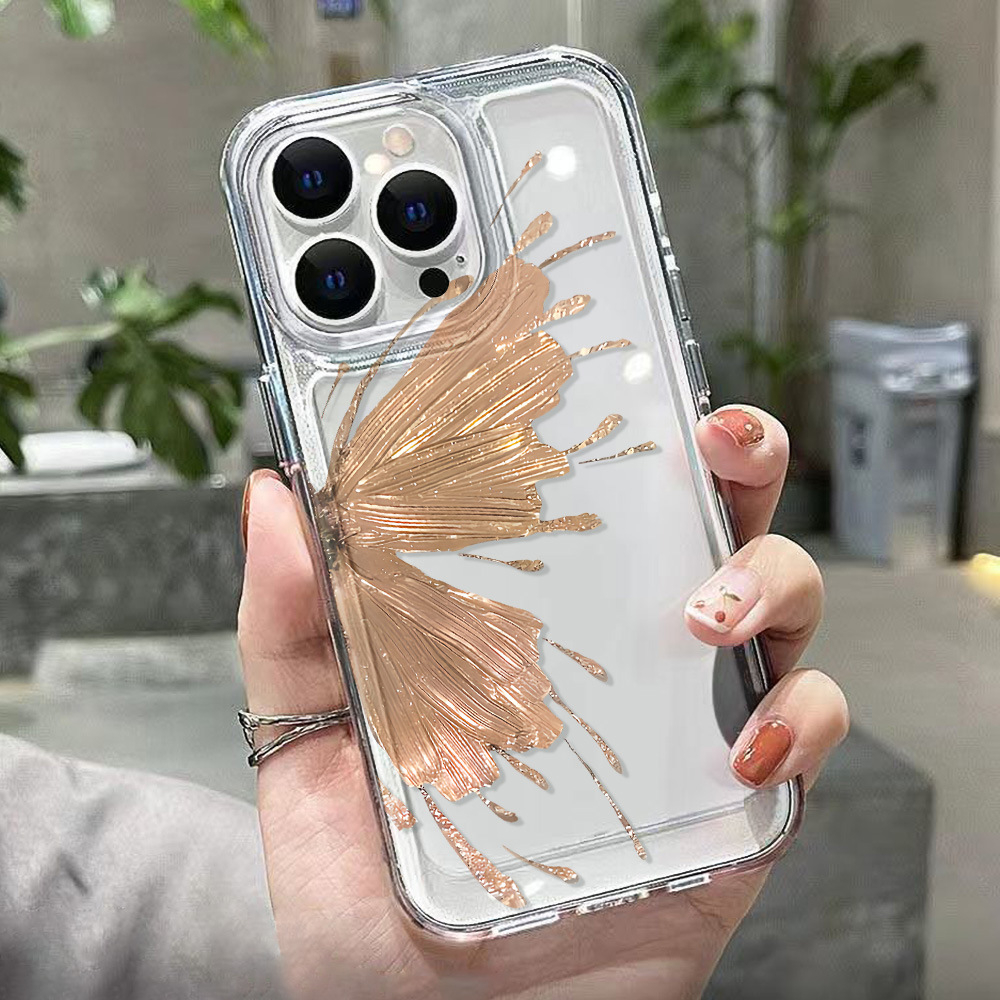 iPhone 15 Pro Max Gummi Case Schutzhülle mit Kameraschutz - Golden Butterfly