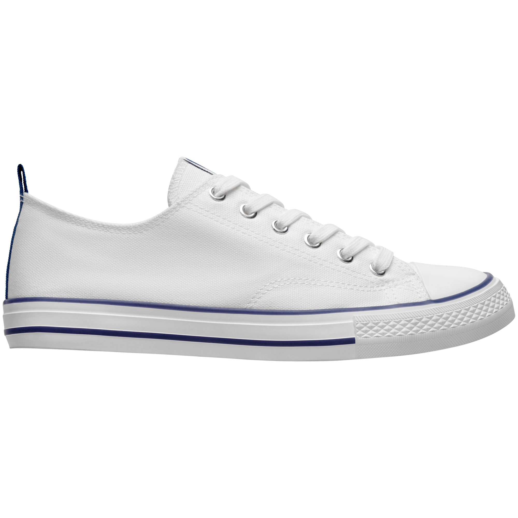 Roly ZS8300 - BILES Basquet classique en toile avec semelle en caoutchouc blanc décorée de lignes colorées