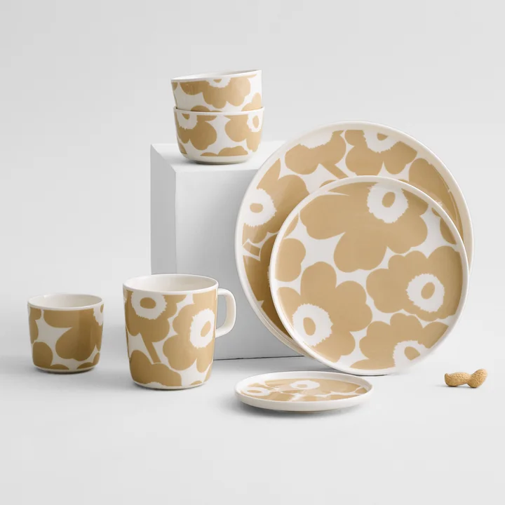 Marimekko - Oiva Unikko Teller, Ø 13,5 cm, beige / weiss
