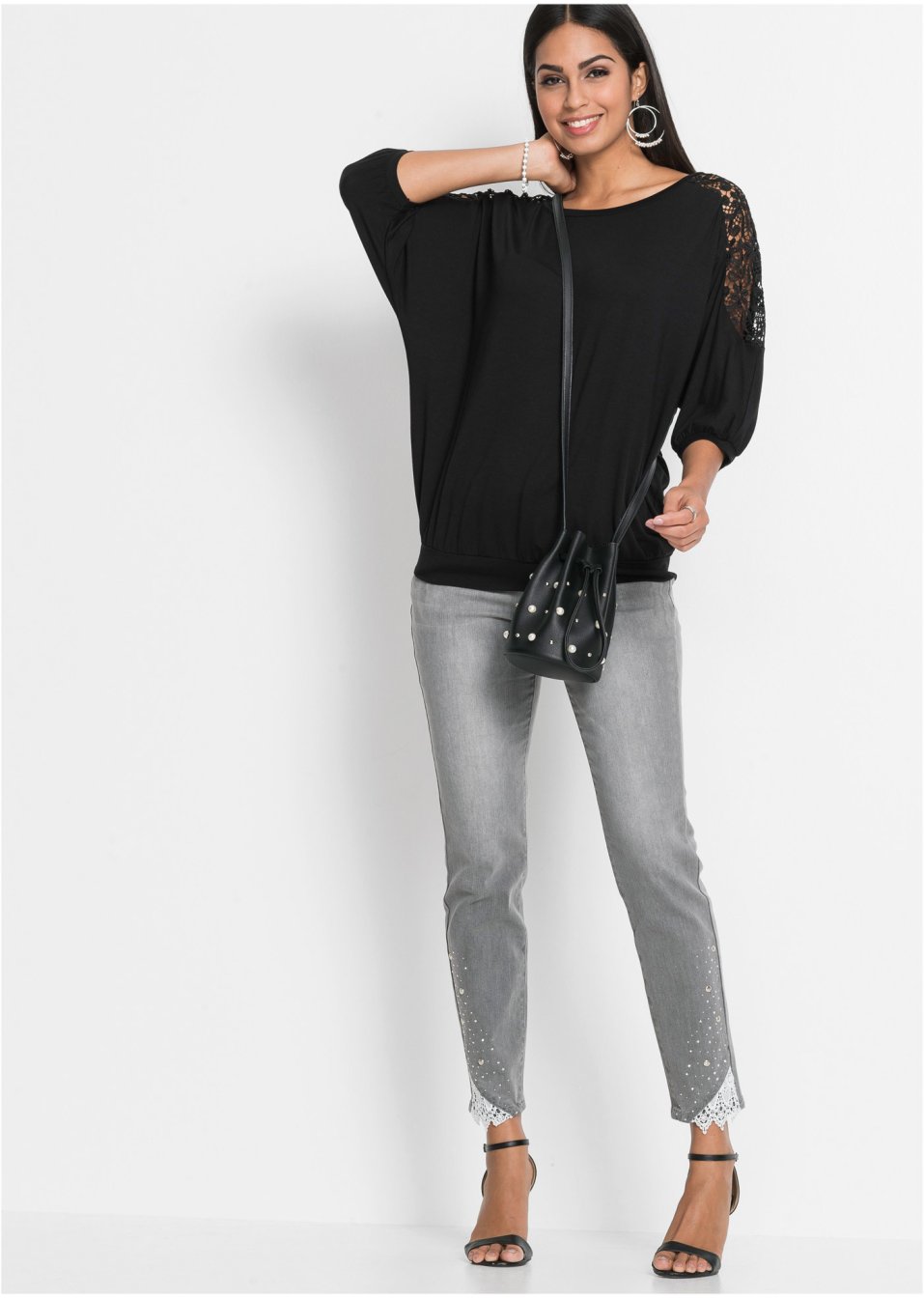 T-shirt oversize avec dentelle