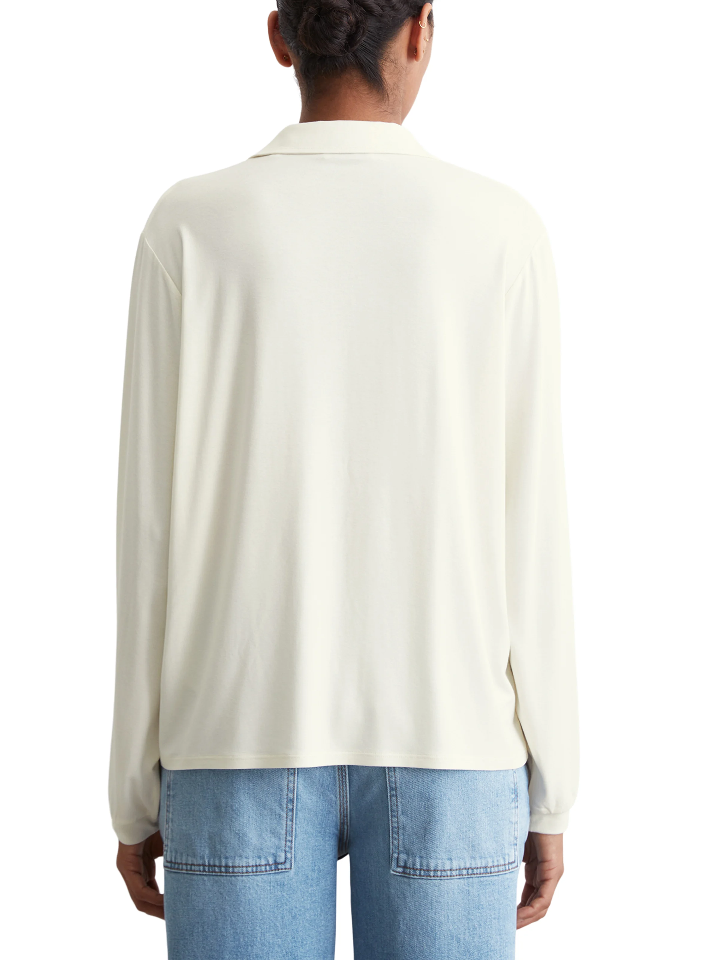 Chemise droite col V | Blanc