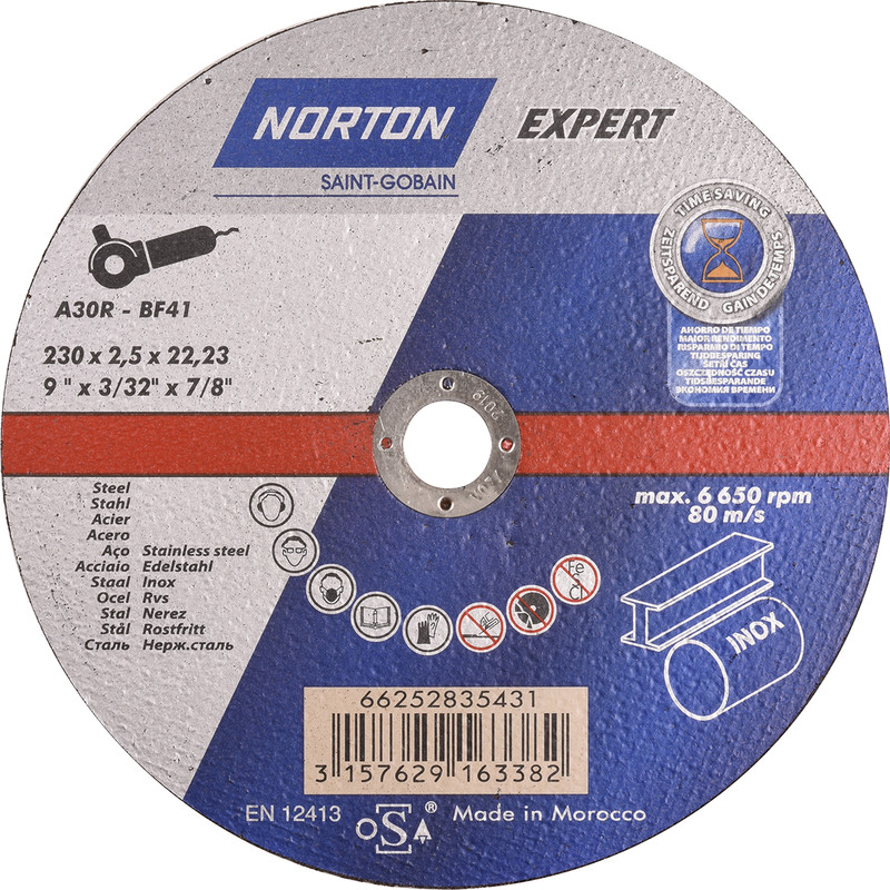 Norton Expert doorslijpschijf staal/inox 230x2,5x22,23mm