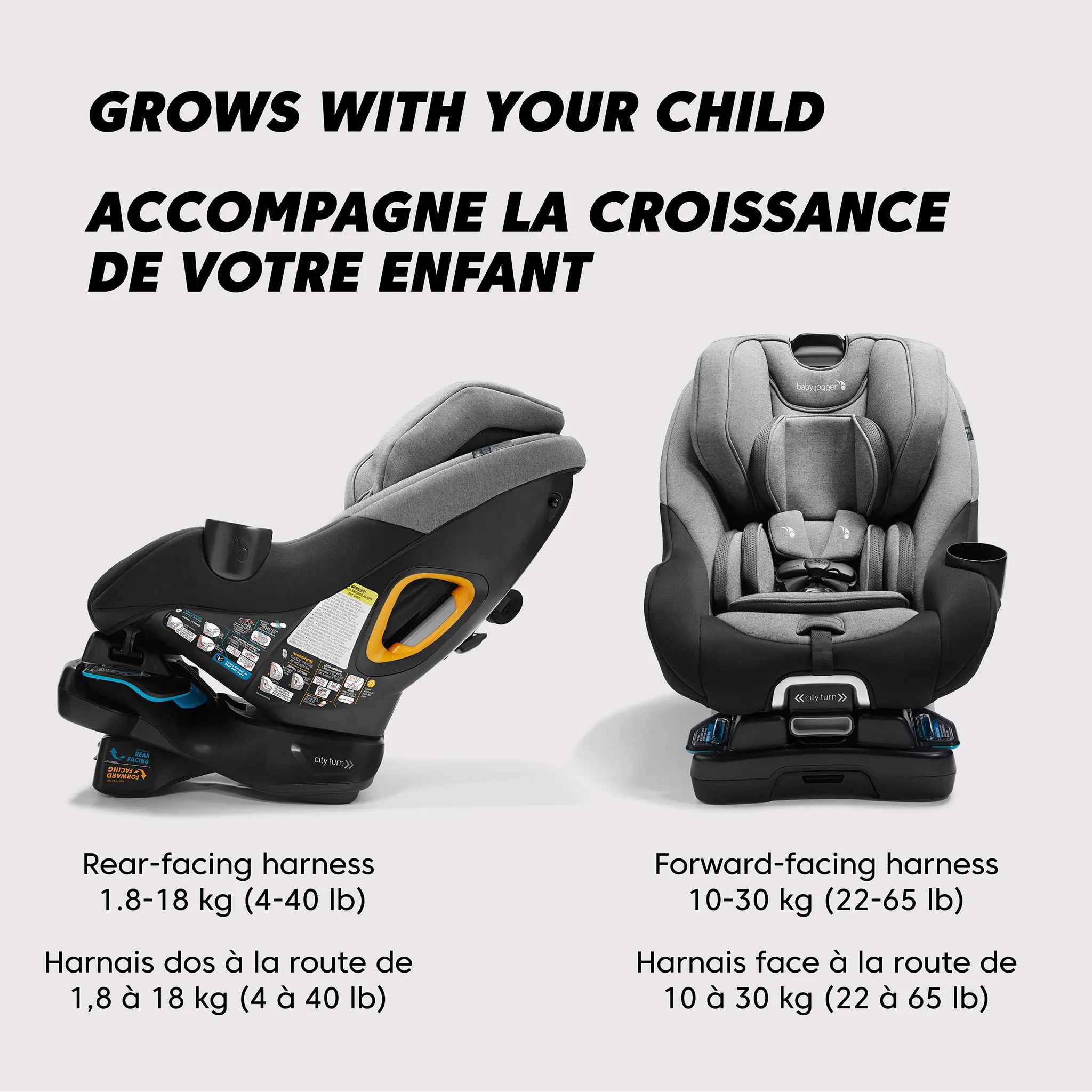 Baby Jogger Siège d'Auto City Turn™ Rotating Convertible 4-65lb - Paloma Greige