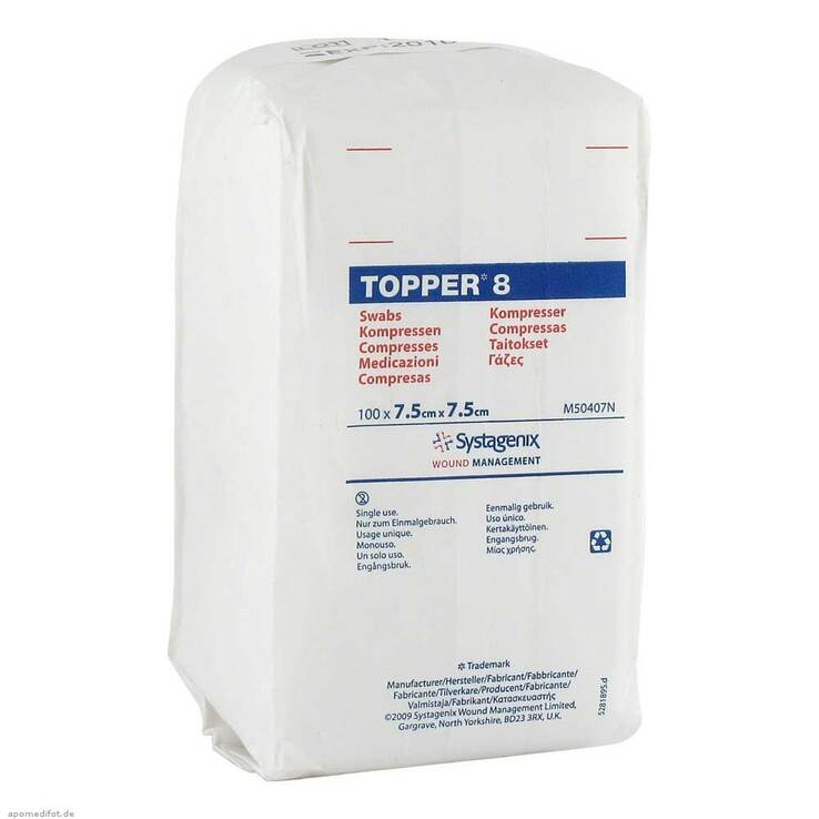 Topper 8 Kompresse unsteril 7,5x7,5 cm, 100 St