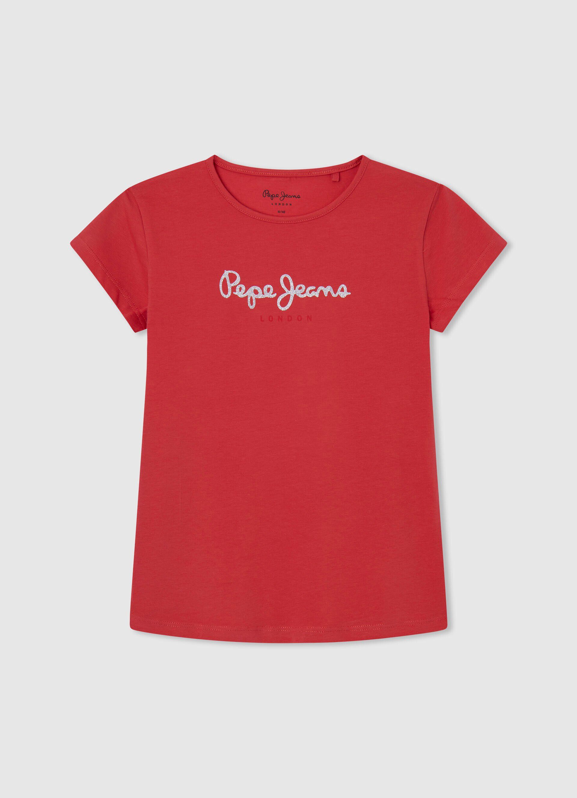 Camiseta com logo e detalhes em glitter - vermelho estúdio