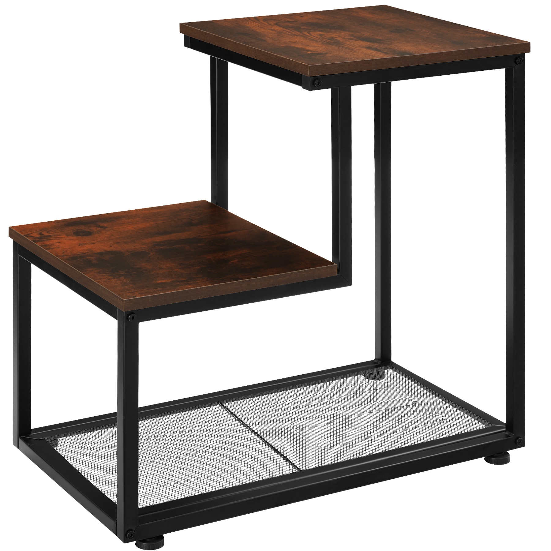 tectake® Beistelltisch, Industrial Style, mit 2 Ablagen und Gitterablage, 60,5 x 35,5 x 60,5 cm