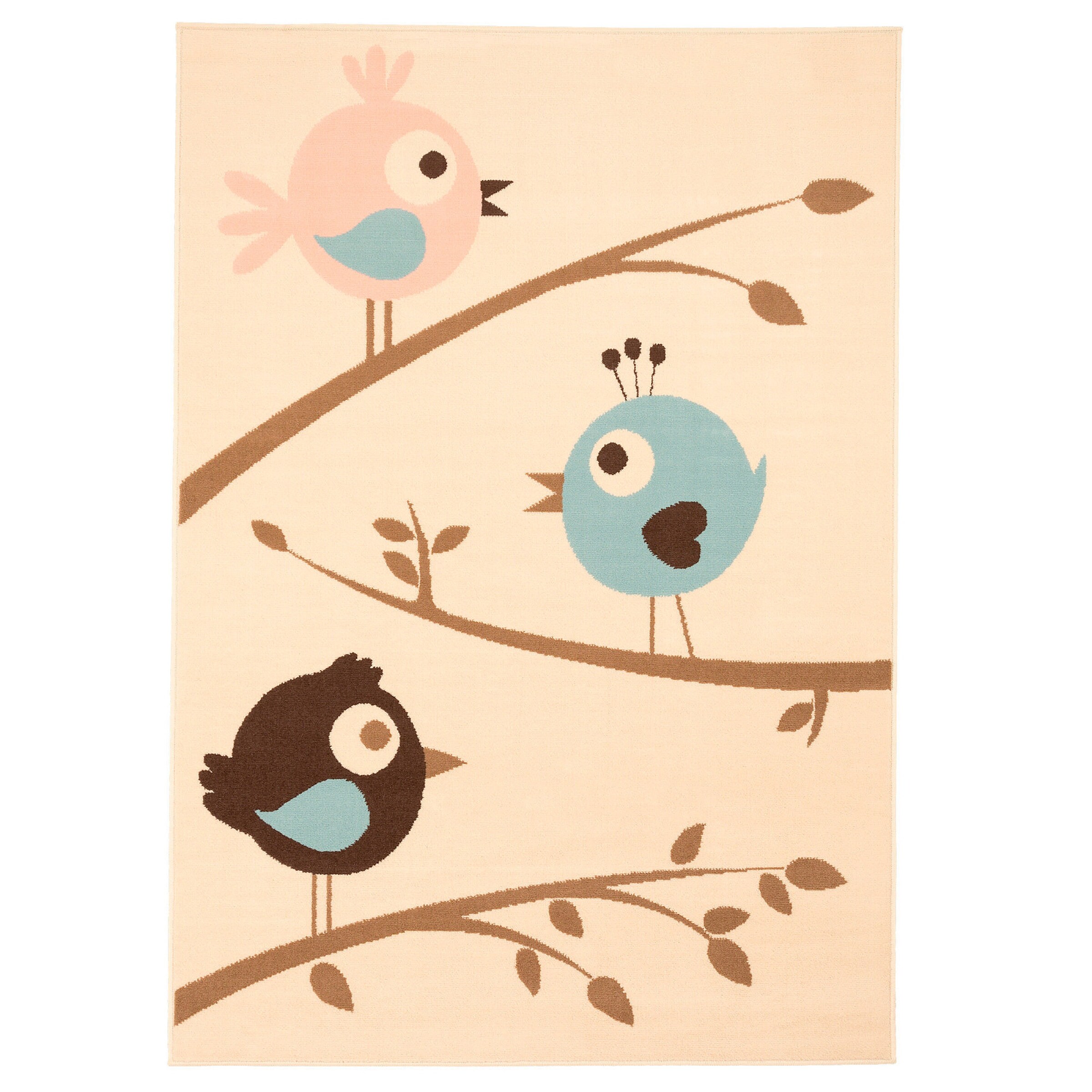 Pergamon Kinderteppich Trendline Vögel Pastell Beige Blau Beige