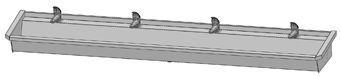 Intersan Sanilav muurwastrog m. 1-greeps wastafelkraan 240cm 4-personen RVS