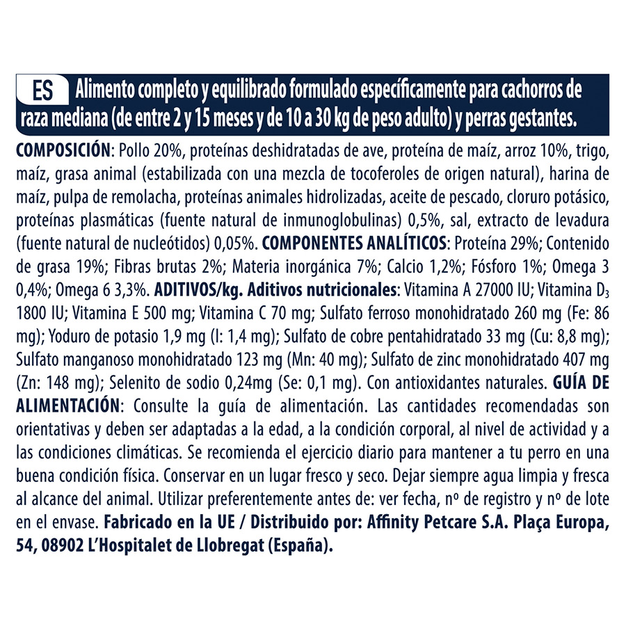 Ração Advance Active Defense para cães de porte médio, sabor frango e arroz.