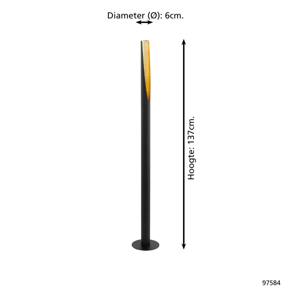 EGLOBarbottoVloerlamp-GU10-137cm-Zwart/Goud