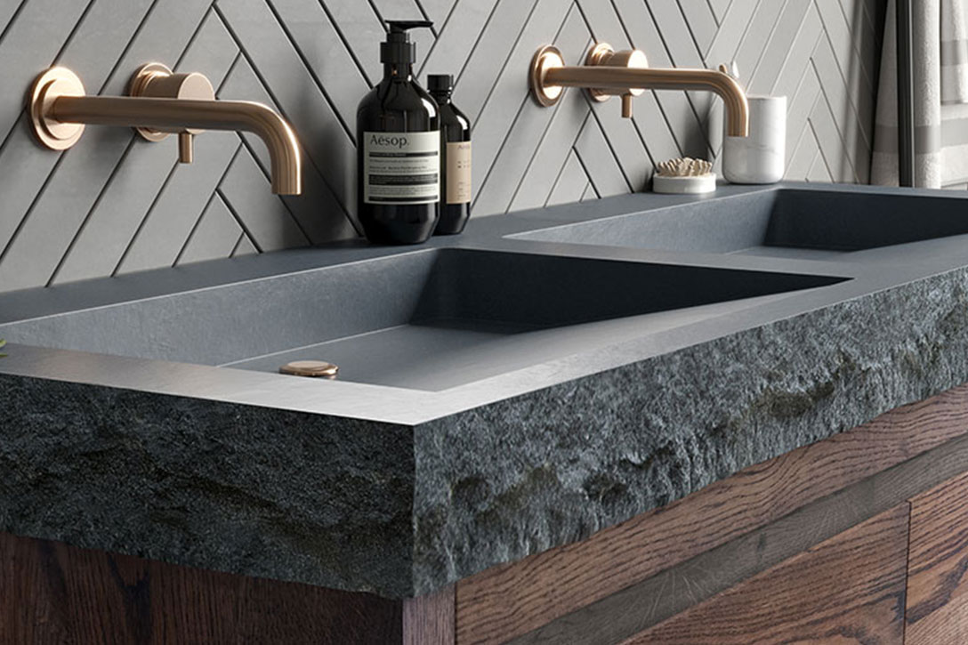 Forzalaqua Gela badmeubel 80cm charcoal met Palermo wastafel graniet gekapt zonder kraangat