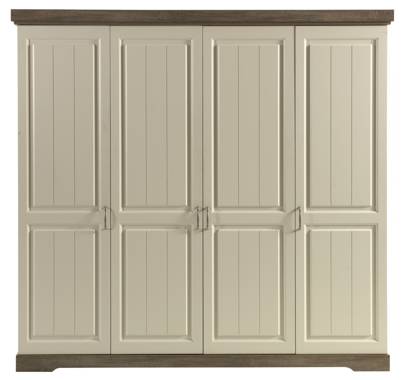 Spiegel kledingkast Latte 4 witte scharnierdeuren - 230 x 220 x 62 cm