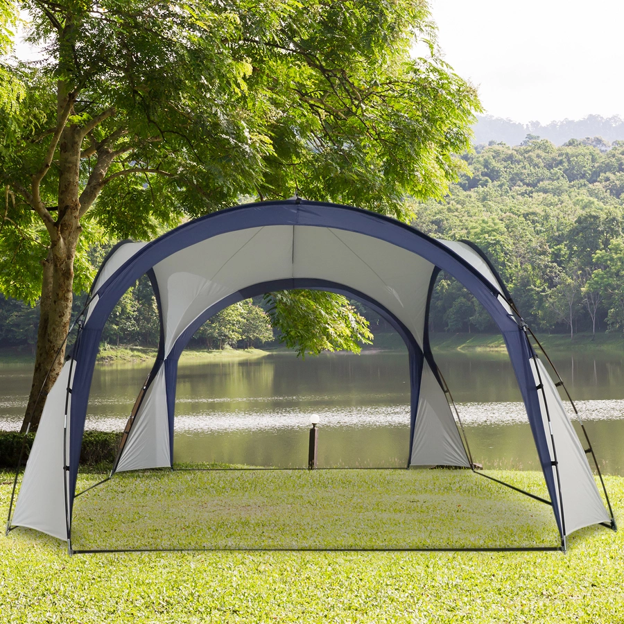 Outsunny Gartenpavillon grau, blau