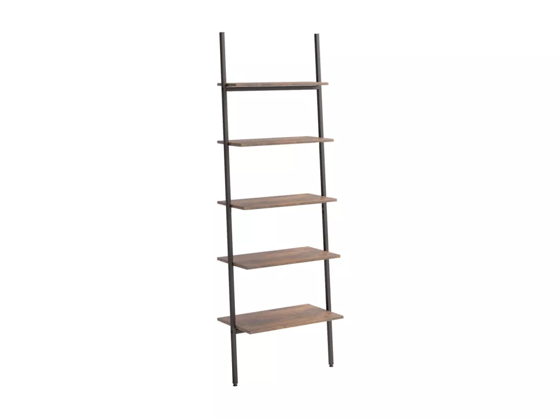 Étagère inclinée à 5 niveaux Marron foncé et noir 64x34x185,5cm