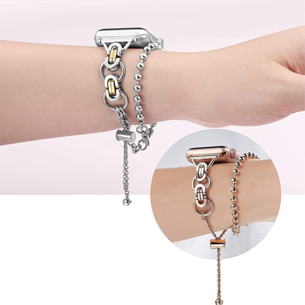 Apple Watch (49/46/45/44 mm) Edelstahl Armkettchen (Gelenkumfang: 155-245mm)  - Roségold