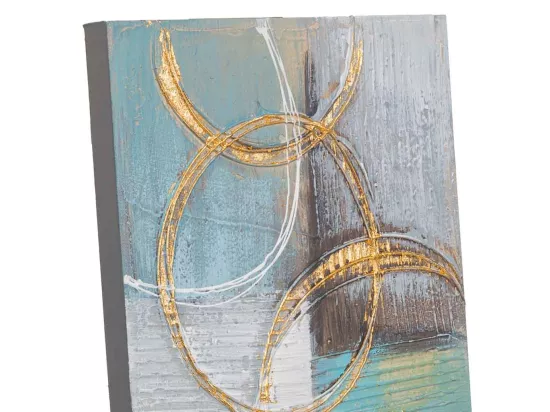 Tableau peint à la main avec relief bleu 30x90x3h