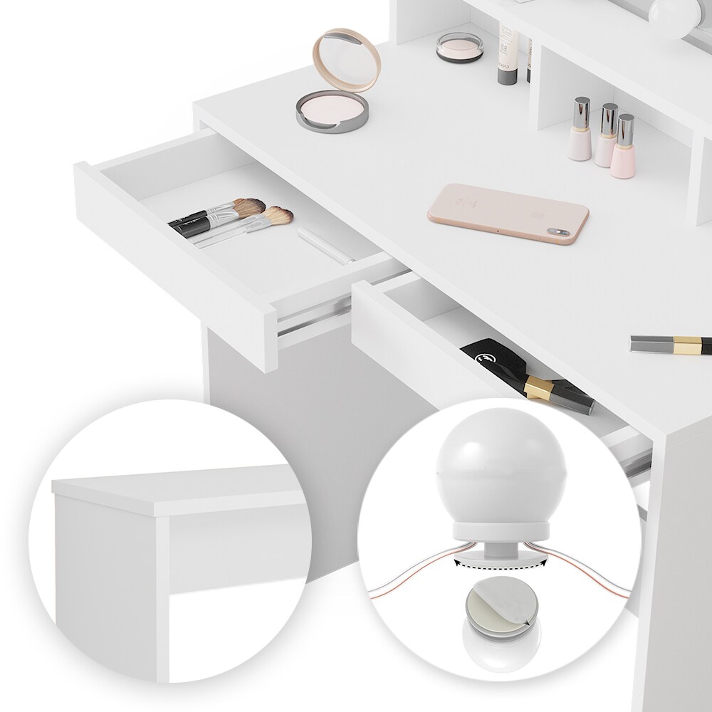 Vicco Schminktisch Frisiertisch Schminkkommode Ania mit LED Beleuchtung Sitzbank