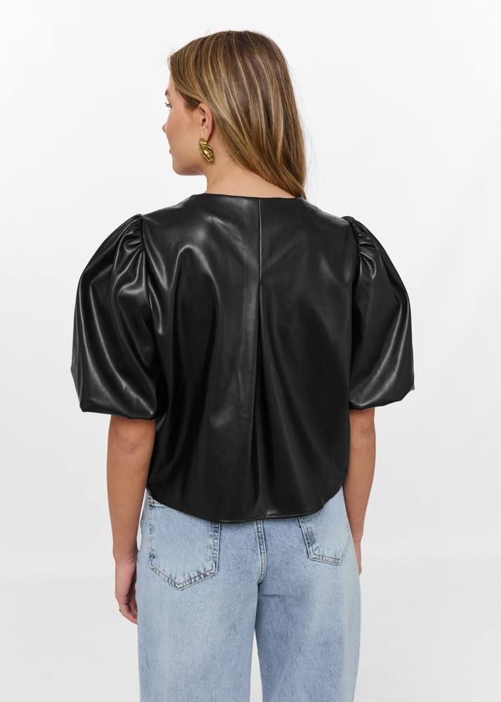 Lana leren top zwart