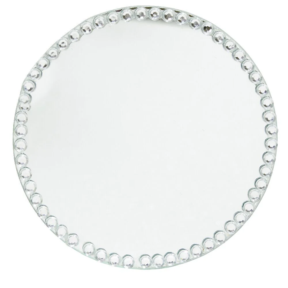 Miroir contour strass 10x10cm - 2 modèles rond ou carré